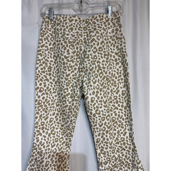 Leopard Print Flared Pants By Wisteria Lane - Womens M - Cotton Blend New - Picture 6 of 8